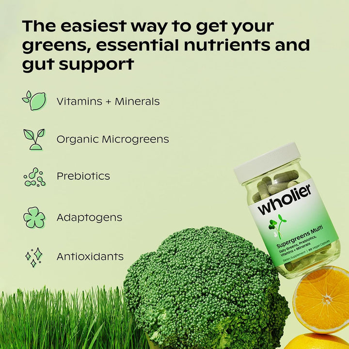 wholier Supergreens - Cápsulas múltiples, microverdes orgánicos, ve...