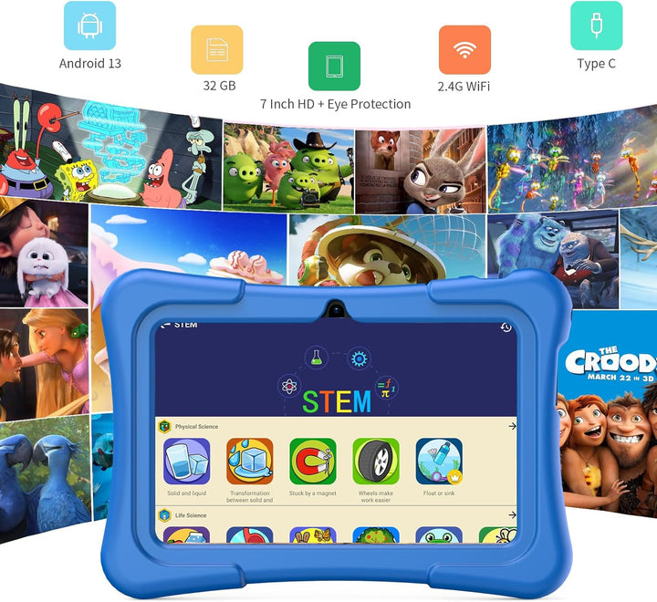 PRITOM Tablet de 7 pulgadas para niños con estuche sólido, tabletas...