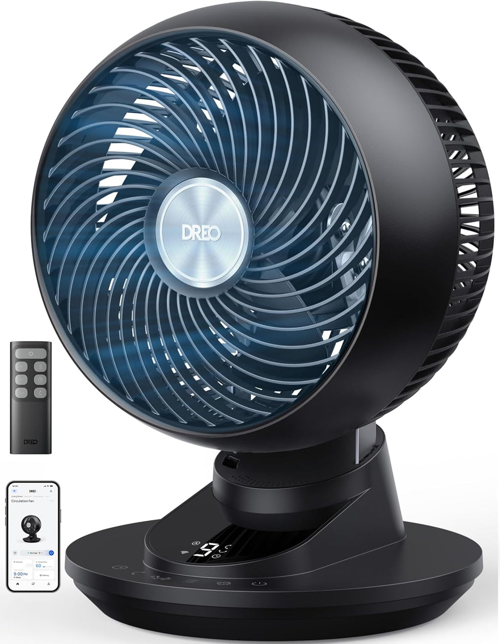 DREO Ventilador inteligente para dormitorio, potente flujo de aire...
