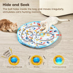 Potaroma - Juguetes interactivos para gatos, pelota de movimiento rápido en alfombra de juego, pelota automática con movimiento activada por movimiento para ejercicio interior, esconde y busca, animal