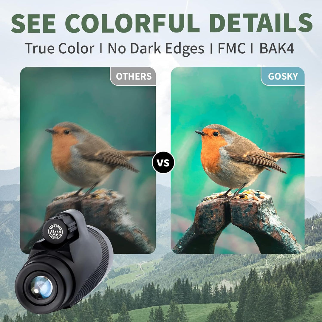 Gosky Titan - Telescopio monocular 12X50 con soporte para