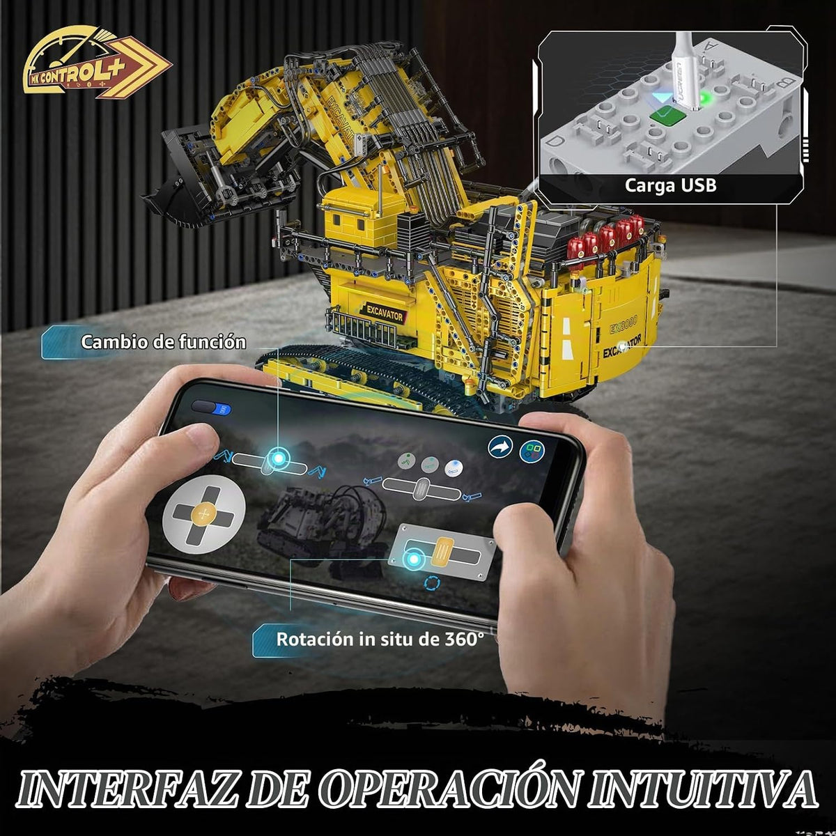 Mould King 17070 - Juego de construcción de excavadora RC para adultos, modelo de vehículo de construcción de camión de 4767 piezas, camión de control remoto APP con motores, juguetes de ingeniería STEM