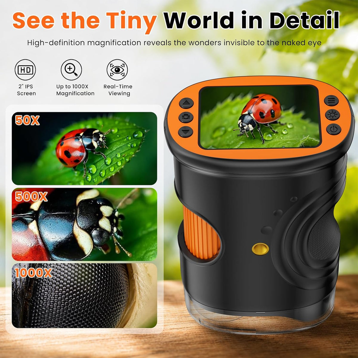 Microscopio digital portátil para niños, microscopio de bolsillo
