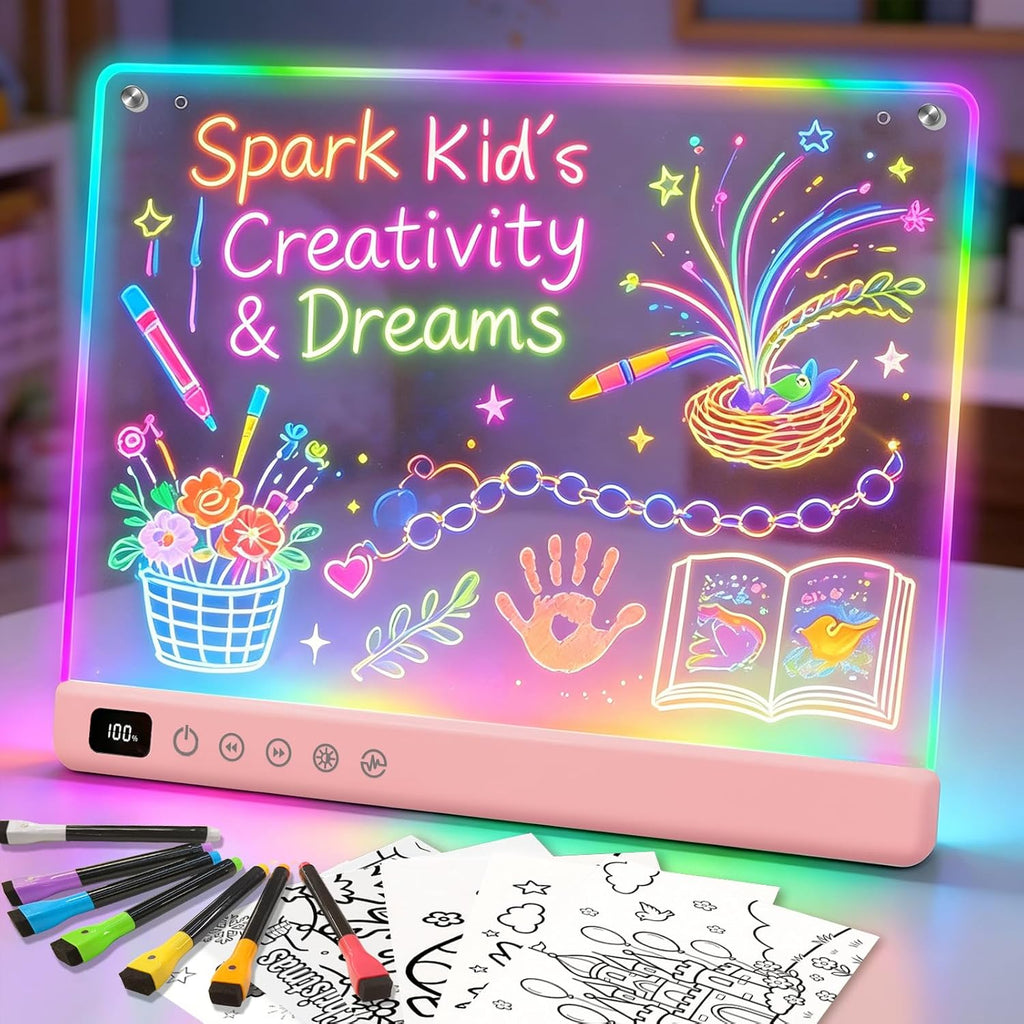 Tablero de dibujo LED con 13 efectos de luz, 16 pulgadas, recargable, para garabatos LED, con colores, tableta de dibujo con luz de neón, regalos para niños, ideas de regalo de Pascua