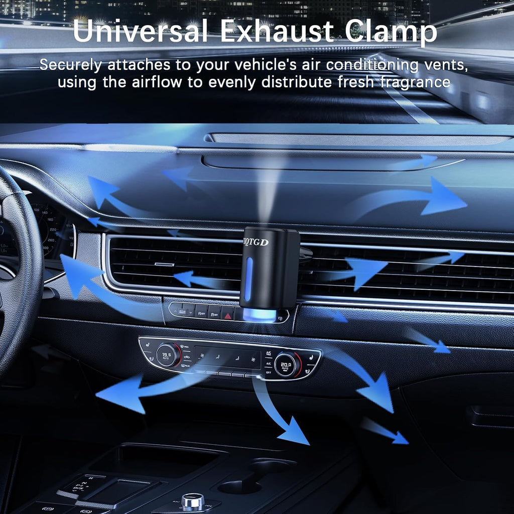 Ambientador inteligente para automóvil, difusor de ambientador de coche con 3 modos ajustables, aromatizante recargable para Carro con 8 piezas de aceite esencial, de larga duración, negro