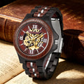 Reloj mecánico de madera para hombre Tiong, reloj automático esqueleto con caja de regalo
