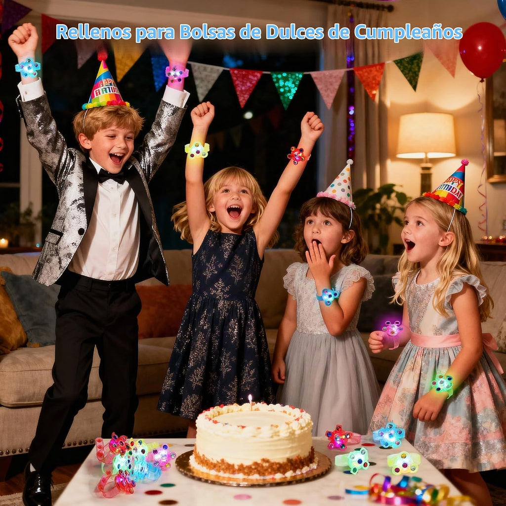 SCIONE Paquete de 24 pulseras giratorias con luz LED, recuerdos de fiesta