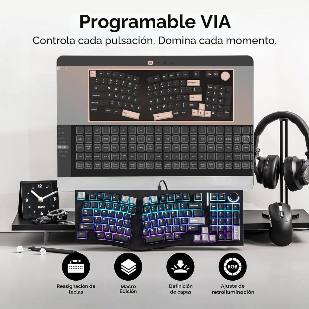 MechLands Feker Alice98 Teclado mecánico ergonómico de 98 teclas
