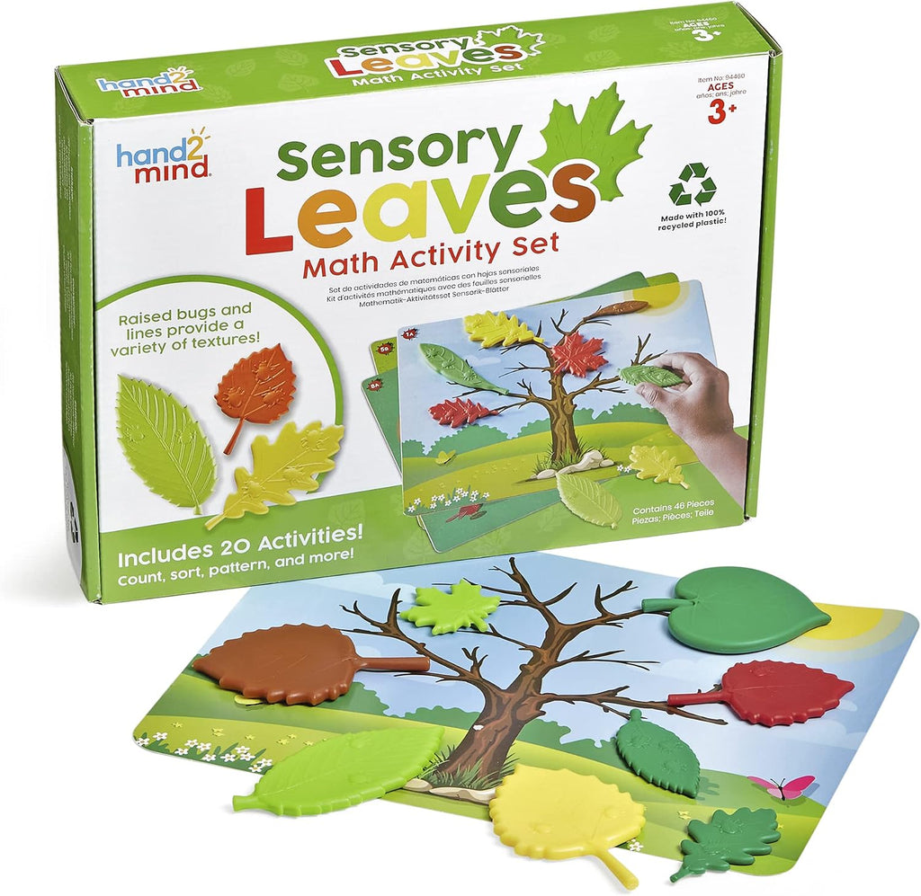 hand2mind Juego de actividad matemática de hojas sensoriales, juego de patrones, rompecabezas de formas, tarjetas de bloques de patrones, contadores matemáticos, juguete de clasificación, formas para