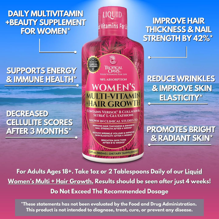 Tropical Oasis Multivitamínico Líquido para Mujeres + Crecimiento d...