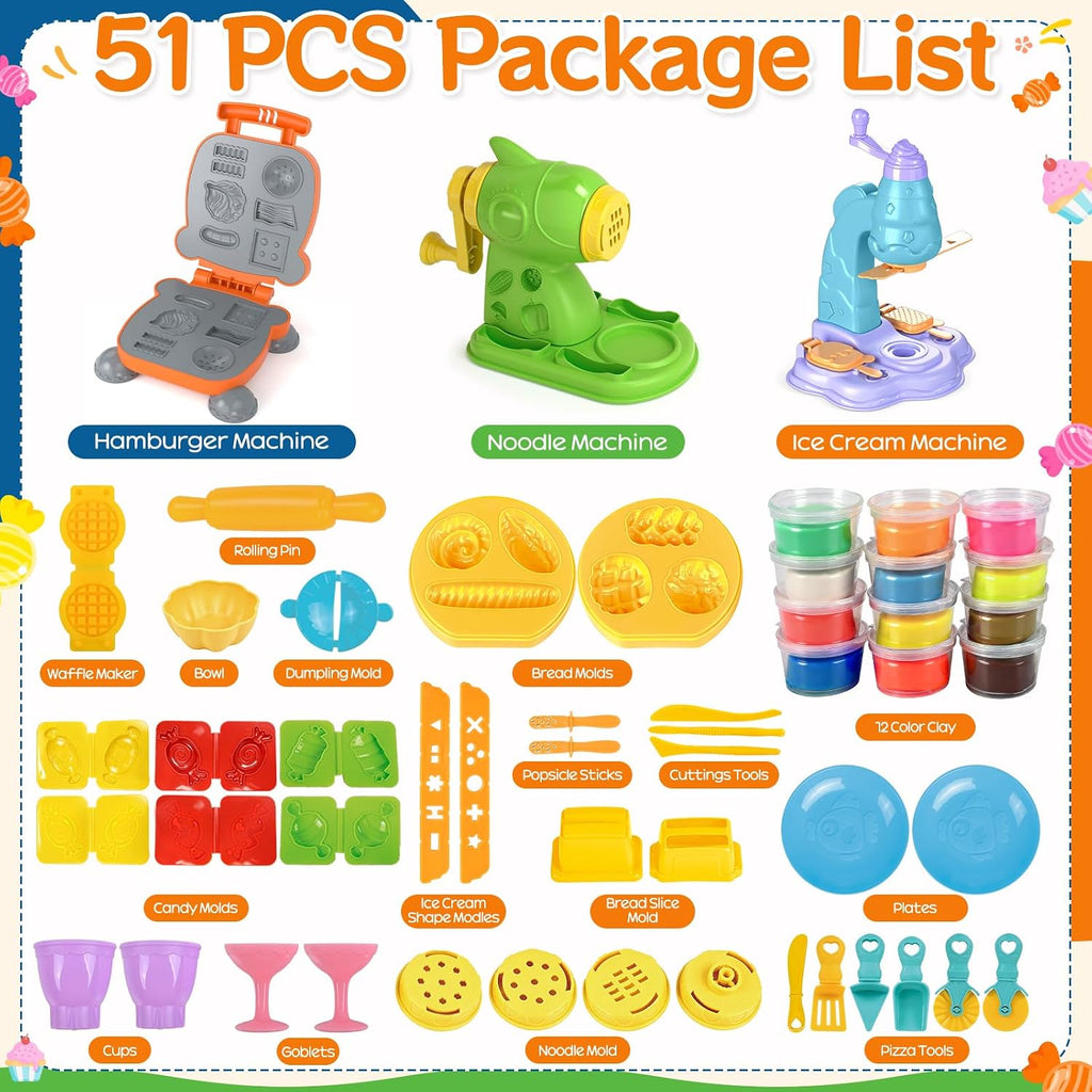 Set de 3 en 1 de Playdough - Kitchen Creations Artes y Manualidades con 12 Colores de Masa