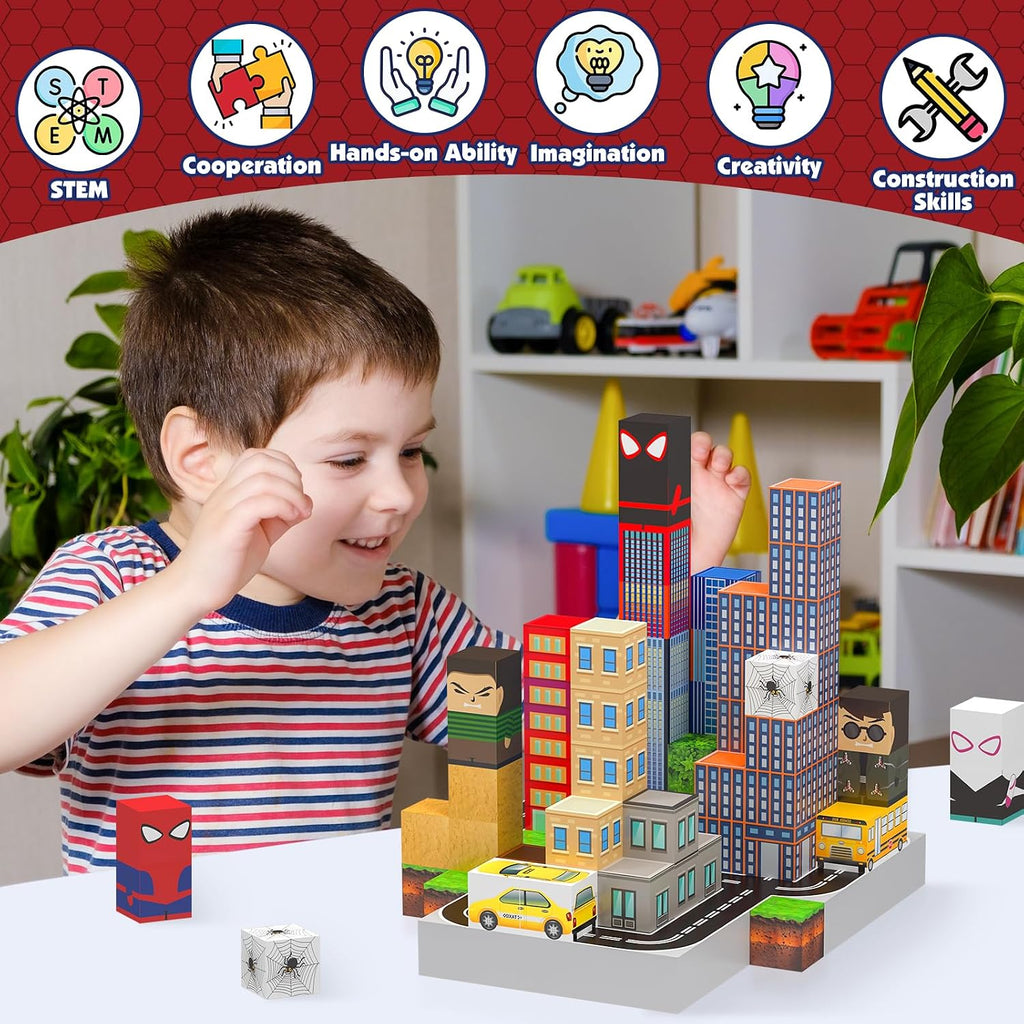 150 bloques magnéticos, juego de juguetes de construcción magnéticos de araña para niños a partir de 3 años