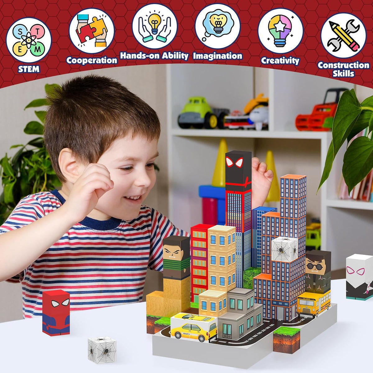 150 bloques magnéticos, juego de juguetes de construcción magnéticos de araña para niños a partir de 3 años