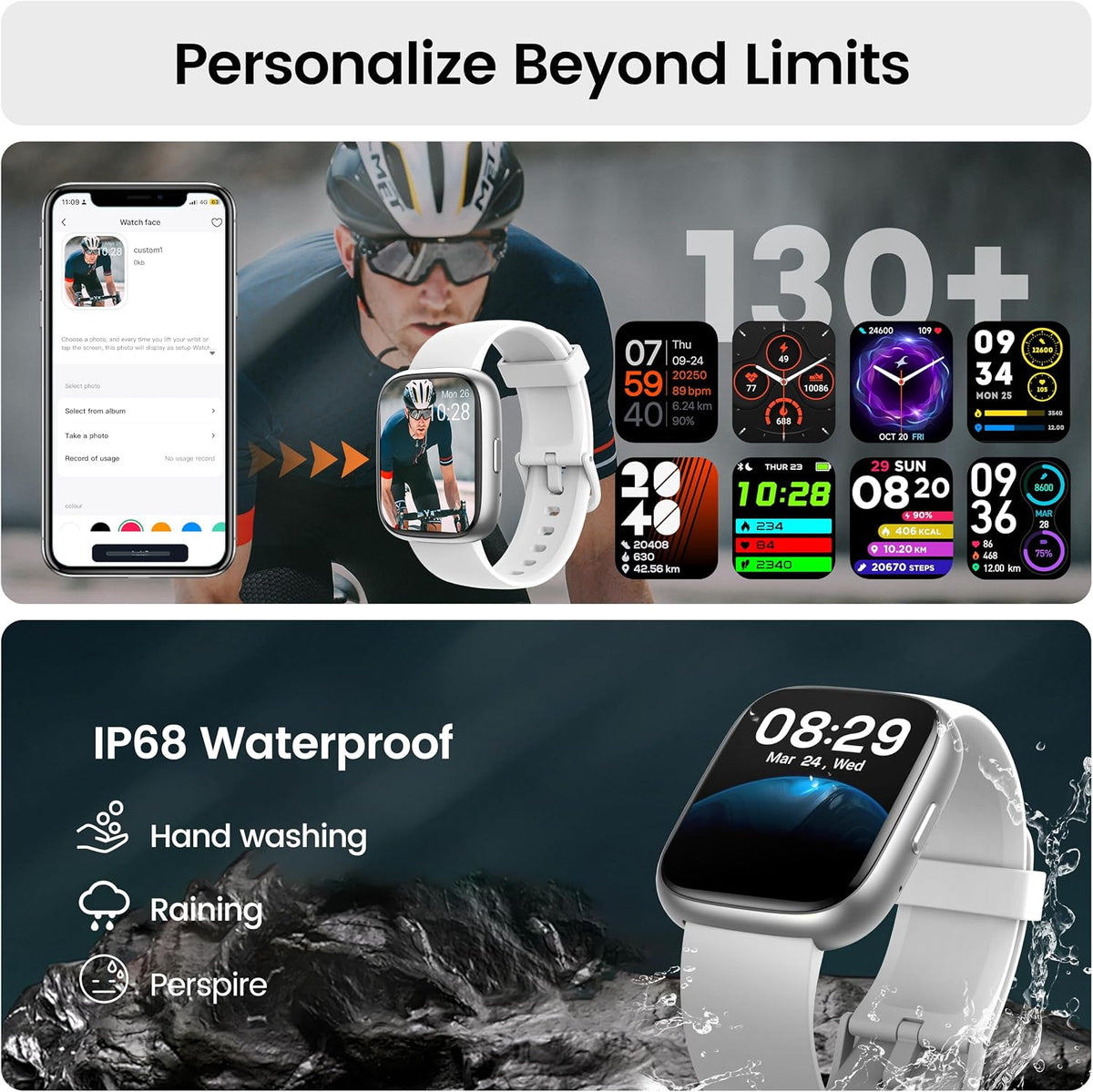 Reloj inteligente con Alexa integrado, rastreador de fitness de llamadas Bluetooth HD de 1.83 pulgadas