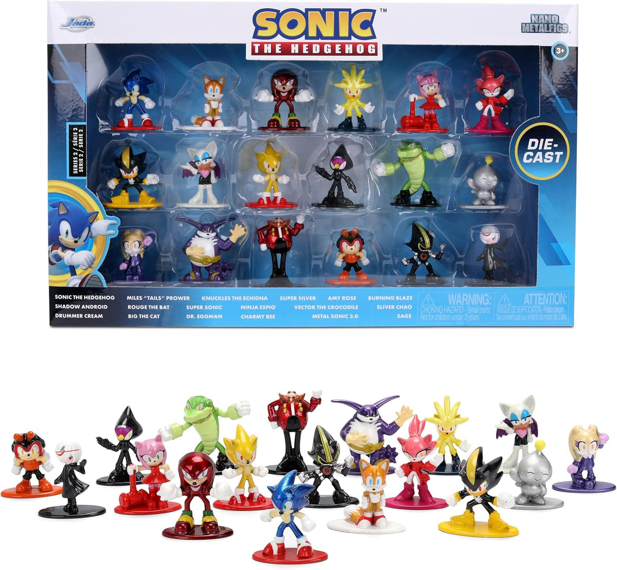 Jada Sonic The Hedgehog Nano Metalfigs 18 Pack Serie 2 Set de figuras de metal fundido – Incluye Sonic, Shadow, Amy Rose, Rouge Toys