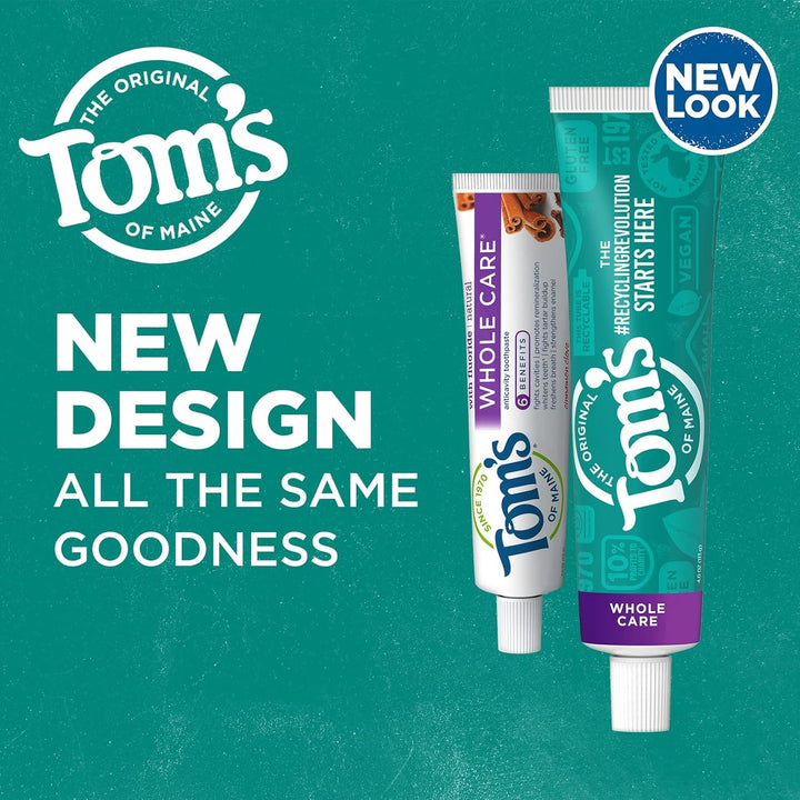 Tom's of Maine Whole Care Pasta de dientes natural con flúor, c...