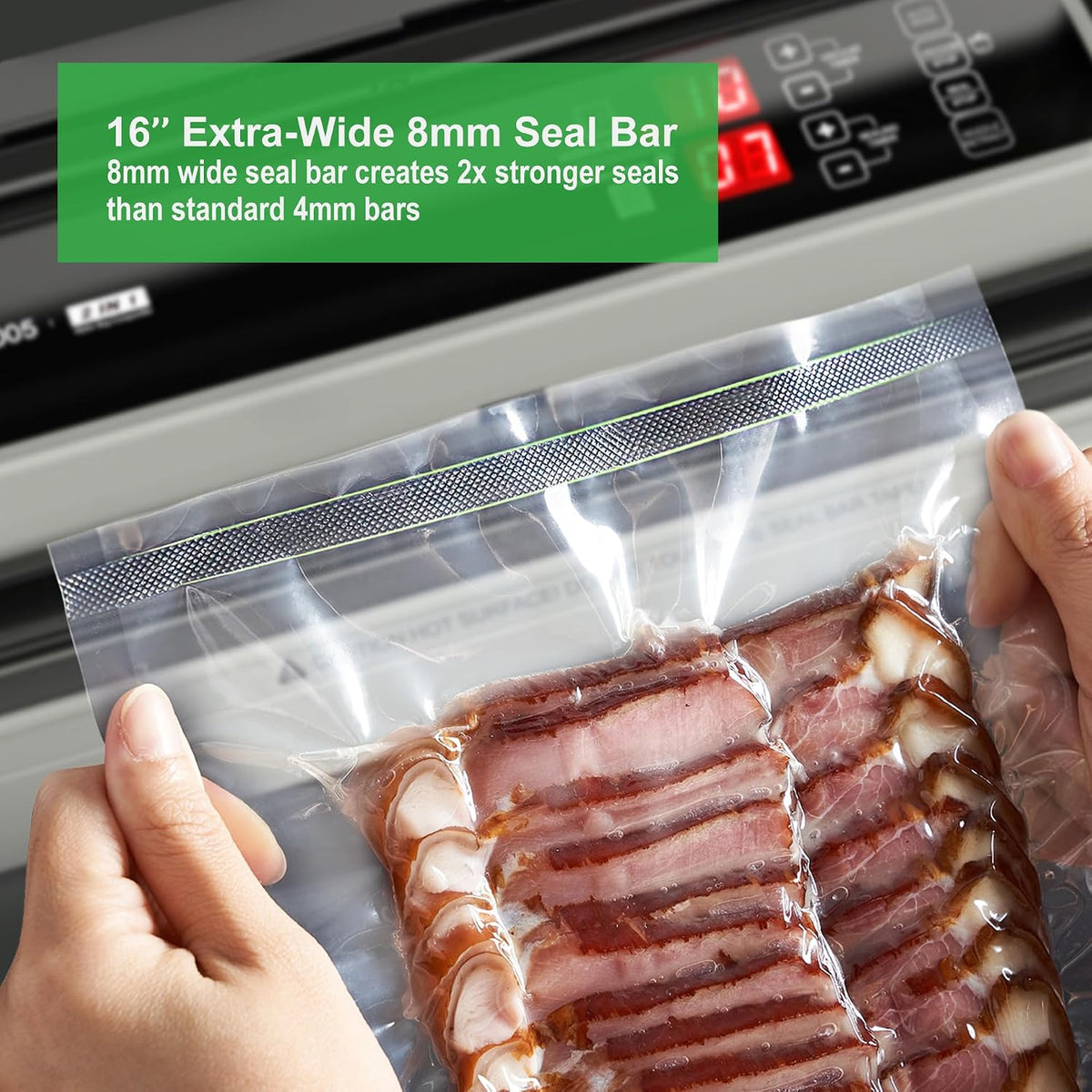 MAGIC SEAL Máquina selladora al vacío comercial de 16 pulgadas, máquina de envasado al vacío sellador de carne con bomba doble y sistema de enfriamiento automático, control de tiempo de sellado y