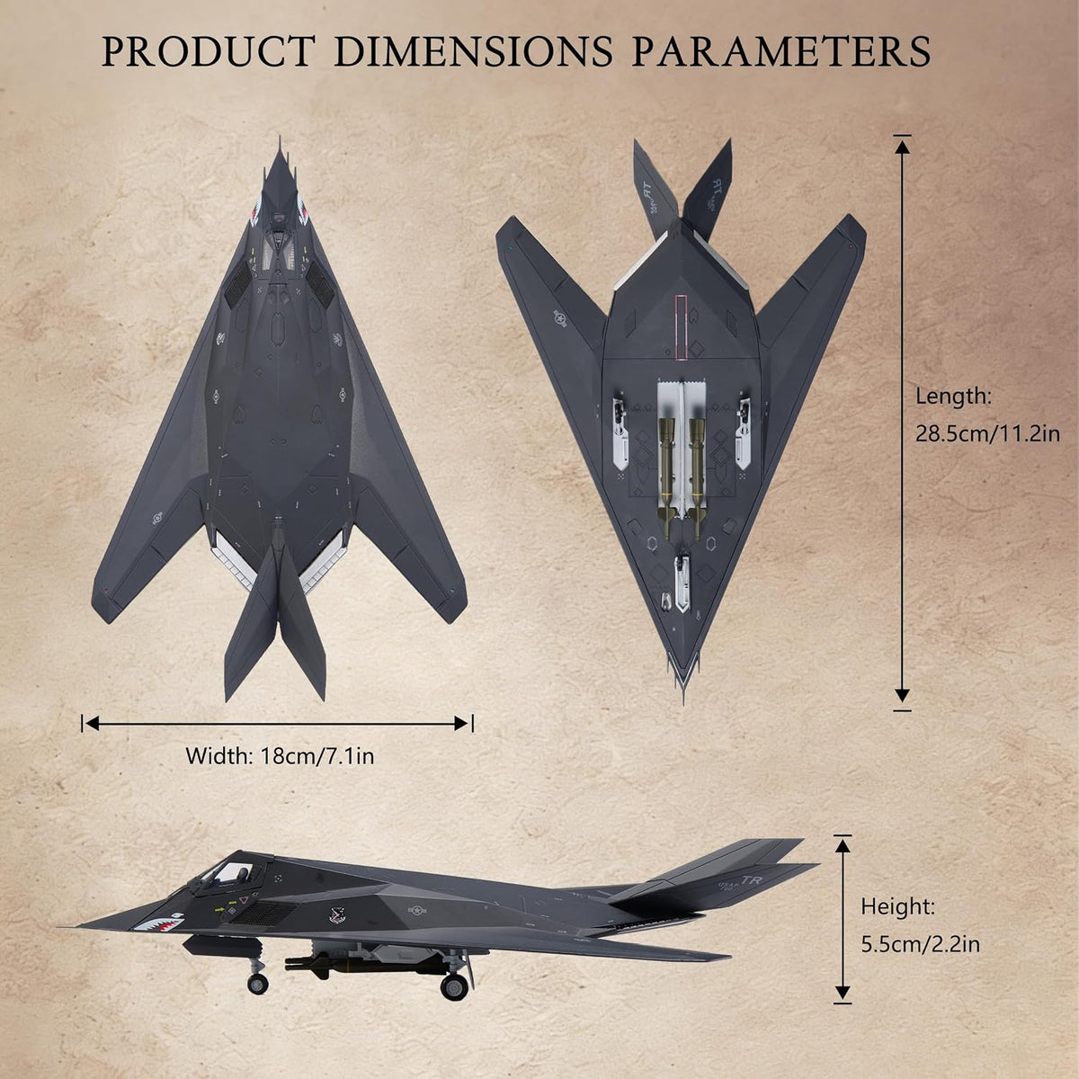 Modelo de aviones fundidos troquel F-117 Nighthawk escala 1:72