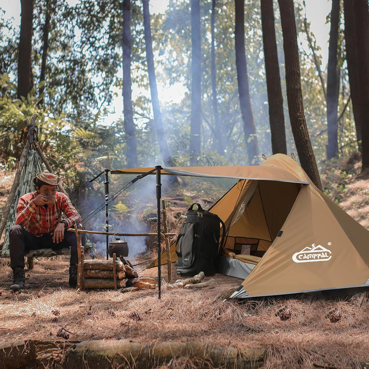 Tienda de campaña para 1 persona para acampar, senderismo, caza de montaña, tiendas de mochilero, resistencia a las 4 estaciones a prueba de viento a prueba de lluvia e impermeable