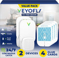 VEYOFLY Trampas para Moscas de la Fruta de Interior Enchufables con UV, Trampa para Mosquitos de Fruta, 2 Dispositivos + 4 Recargas