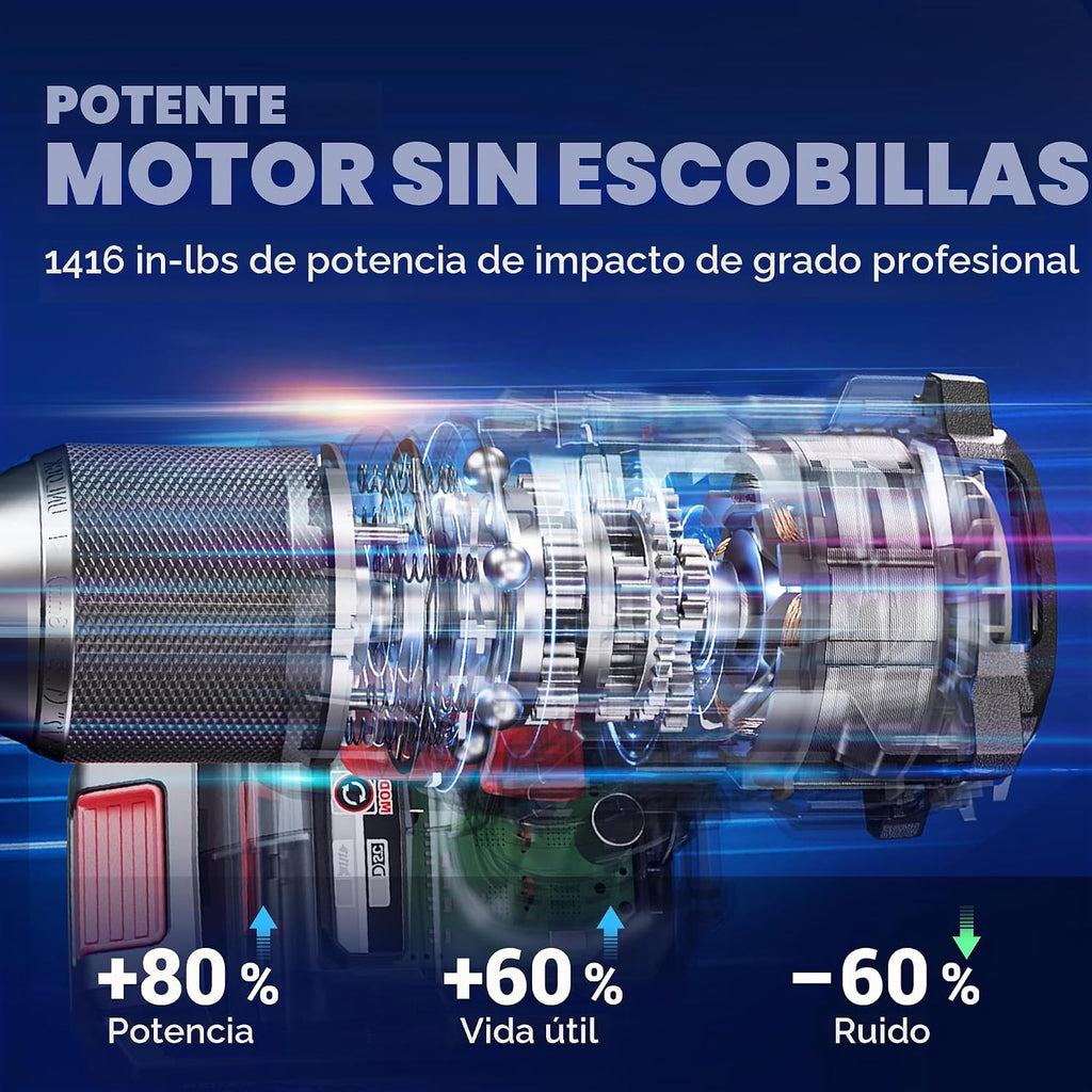 Dong Cheng Taladro martillo inalámbrico sin escobillas de 1416 in-lb (160