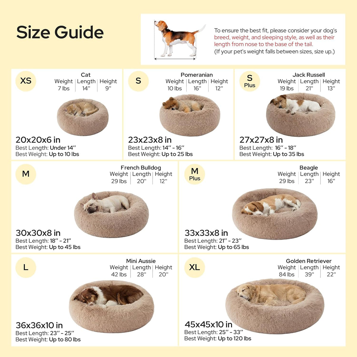 Bedsure Cama calmante para perros de tamaño mediano con forma de dona