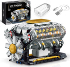 V8 Kit de modelo de motor que funciona, construye tu propio mini motor de automóvil visible, juego de construcción de experimentos de ciencia física para adultos y adolescentes, juguete STEM regalo para niños mayores de 14 años (703 piezas)