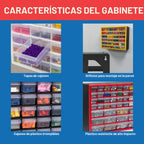 Akro-Mils Gabinete de almacenamiento de plástico con 44 cajones, 20 pulgadas de ancho x 6 pulgadas de profundidad x 16 pulgadas de alto, negro