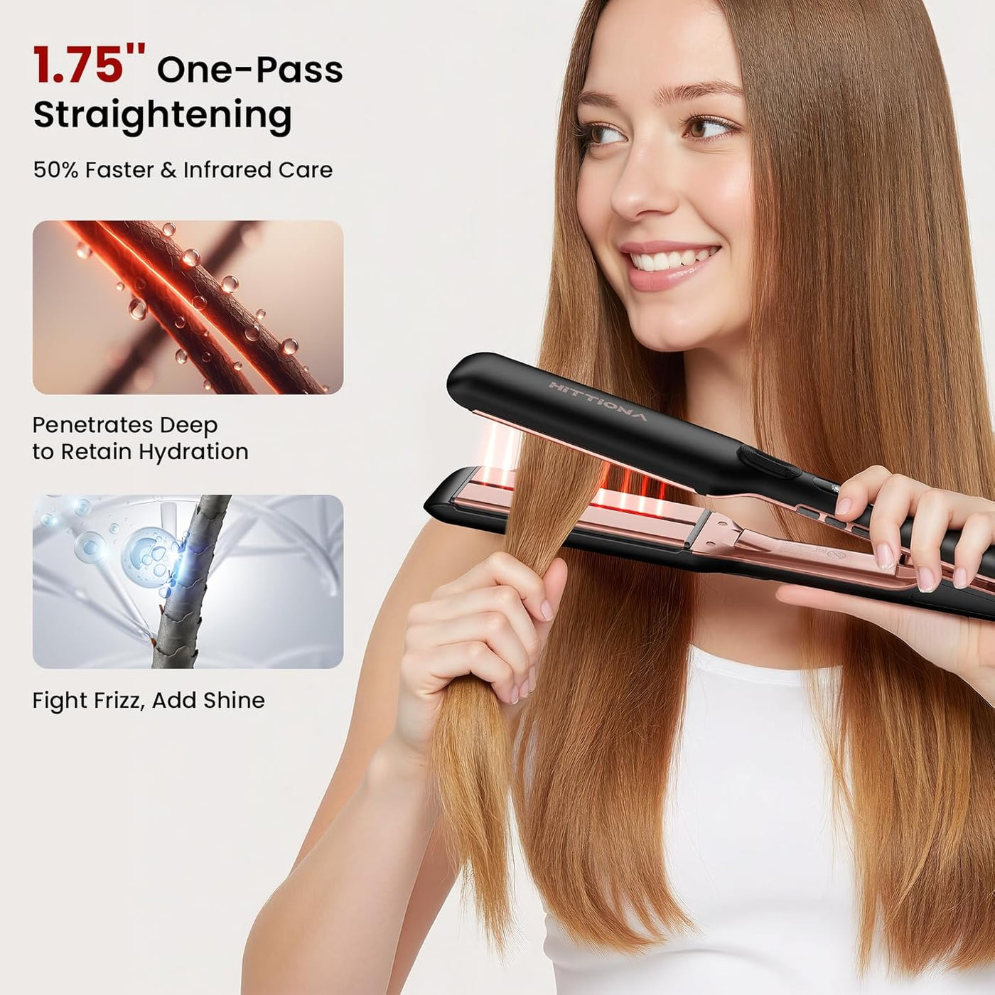 HITTIONA Plancha plana para el cabello \u2013 Plancha plana iónica...