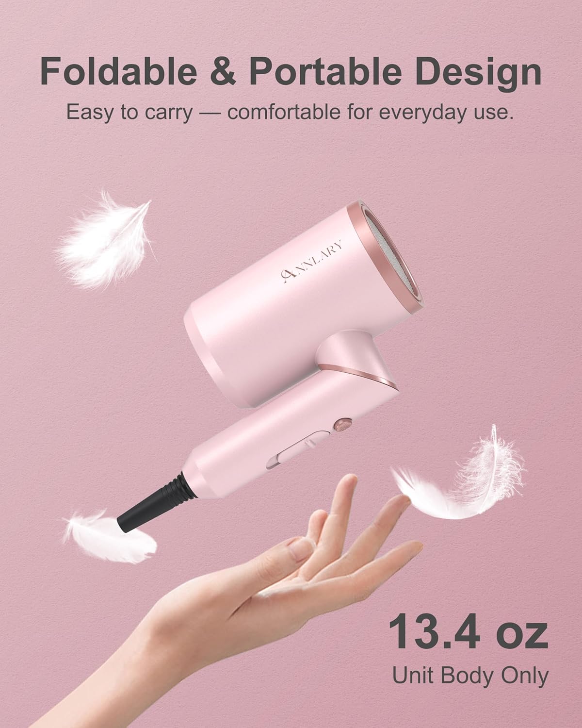ANNLARY Secador de pelo con peine | Secador de pelo de 1800 W con d...