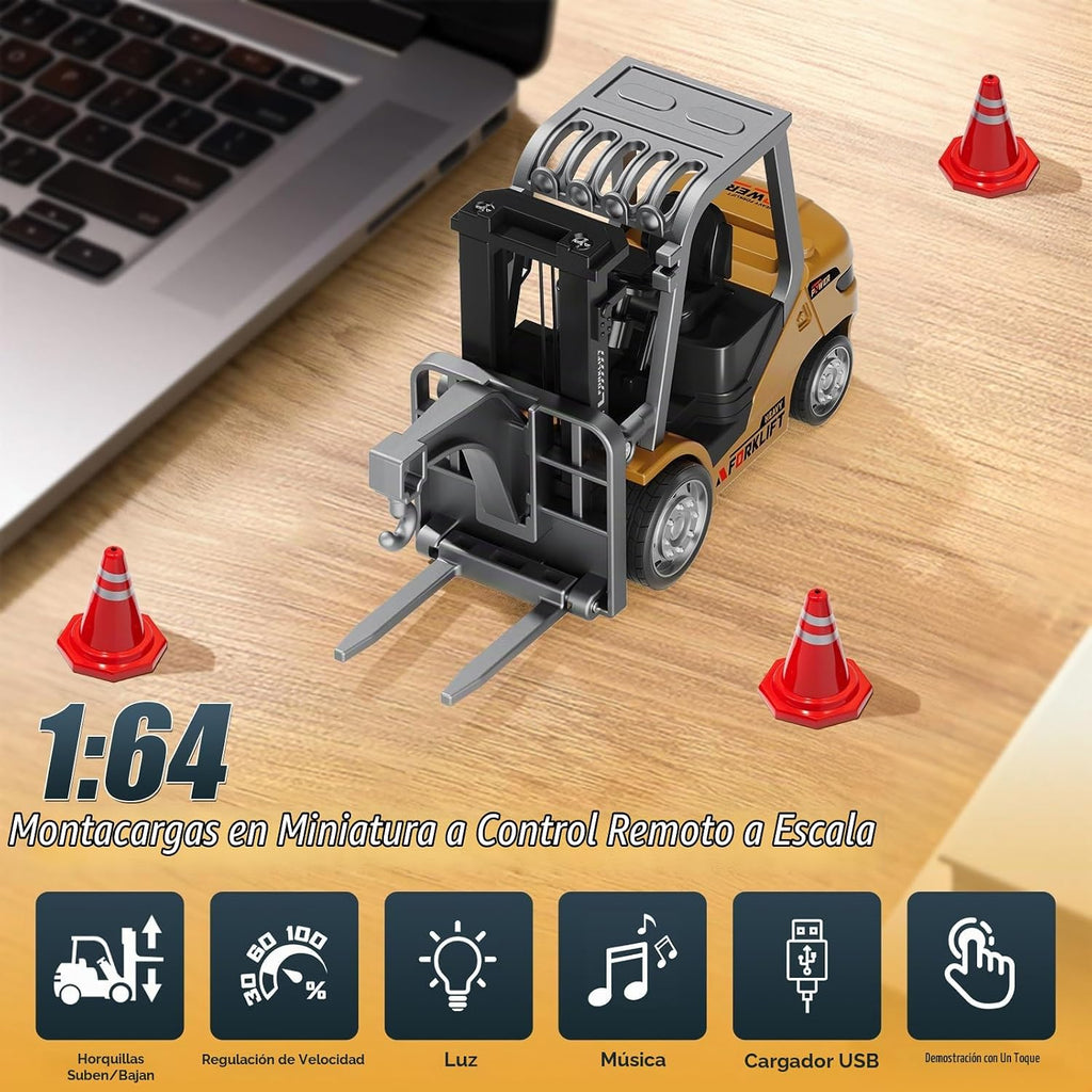 Mini carretilla elevadora teledirigida 1:64 escritorio RC carretilla