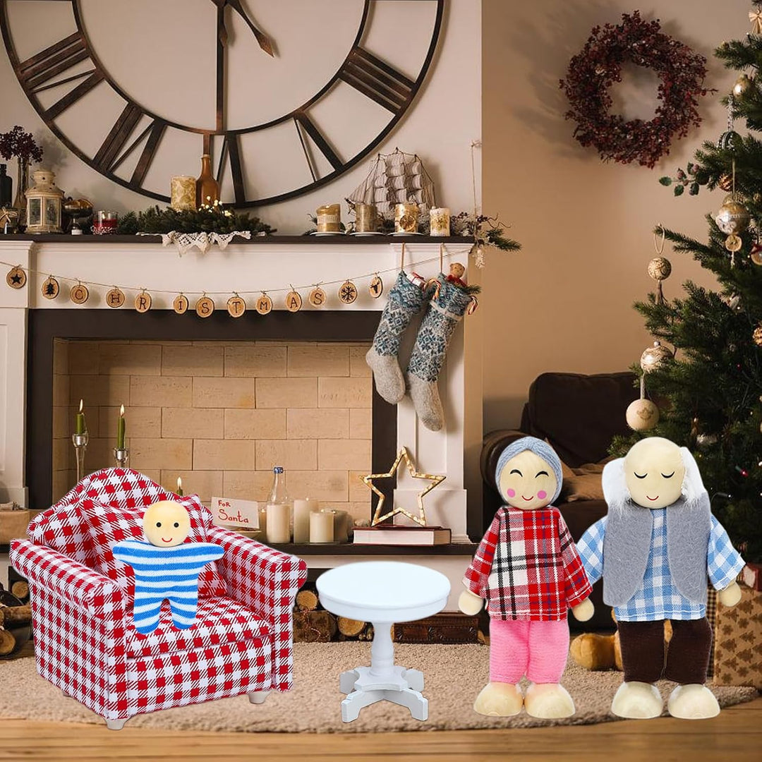 ONEST Juego de 12 piezas de casa de muñecas de madera, mini figuras...