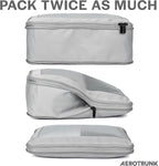 Cubos de embalaje de compresión Aerotrunk para viajes - Bolsas organizadoras de equipaje - Cubos de embalaje de doble cremallera para maletas (paquete de 4, gris claro)