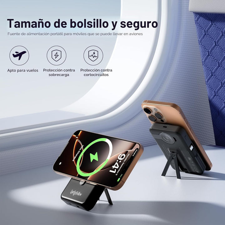 Cargador portátil magnético con cables integrados, estación de carg...