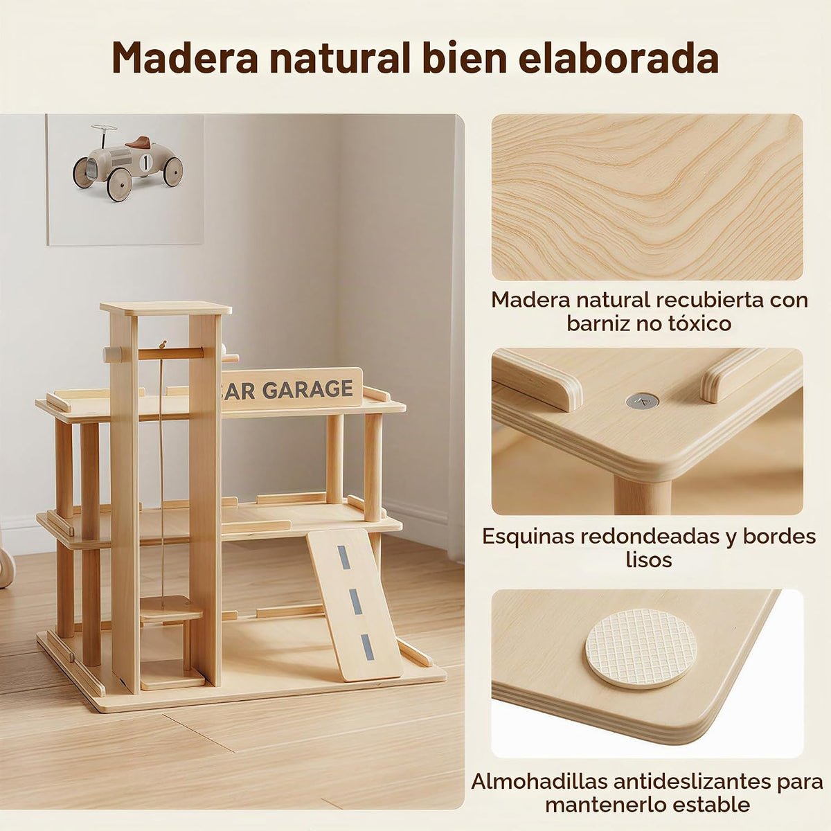 Vitrina de madera, estante de coche de juguete fundido a presión a