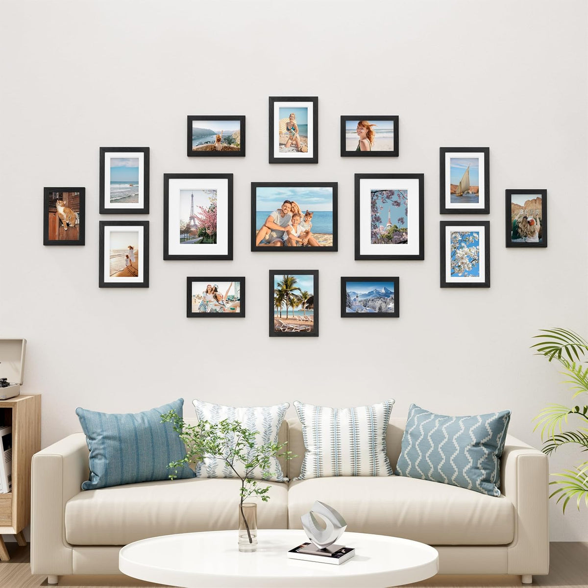 Paquete de 15 marcos de fotos para decoración de pared