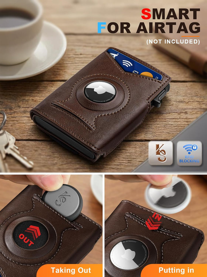 KEMISANT Billetera Airtag para hombre, delgada con bolsillo frontal...