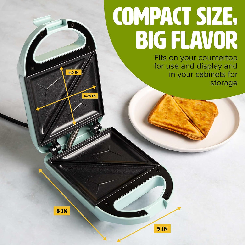 Mini Sandwichera Tasty, Hace Sánidwiches, Paninis, Queso a la Parrilla, Postres, Resultados Rápidos, Fácil Limpieza, 600W, Aqua