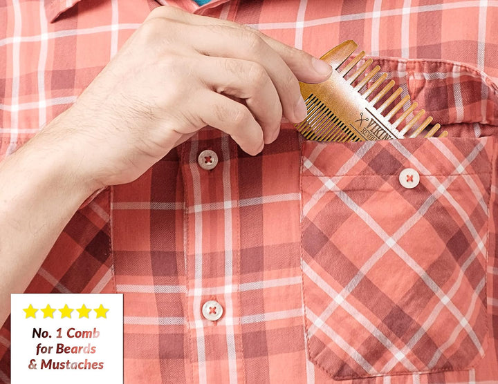 BEST DEAL peine de madera para barba y estuche, acción dual, diente...