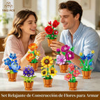 Paquete de 12 flores botánicas colección de construcción para adultos, mini bloque de 0.142 in, kit de manualidades de flores artificiales, flores artificiales para decoración de escritorio de oficina