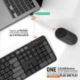 Whalices 52 Combo de teclado y mouse inalámbricos, teclas planas gr...