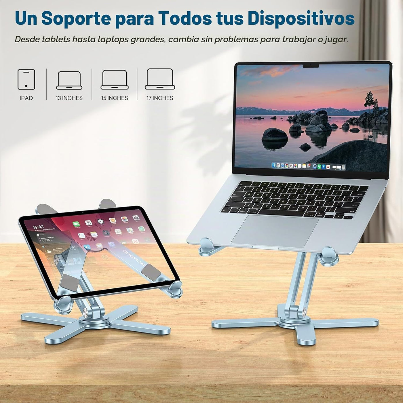 OMOTON Soporte elevador giratorio de 360° para laptop, soporte ergo...