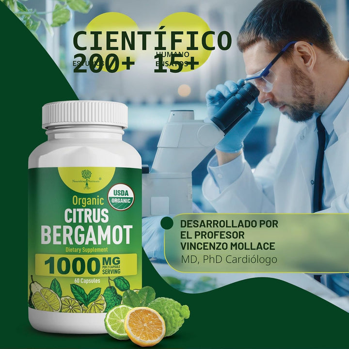 Suplemento orgánico de bergamota cítrica \u2013 Solo USDA, cardiólo...