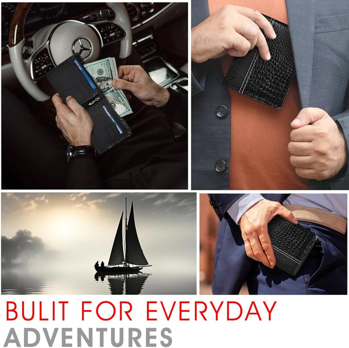 Cartera de cuero para hombre, bloqueo RFID, delgada y elegante con...