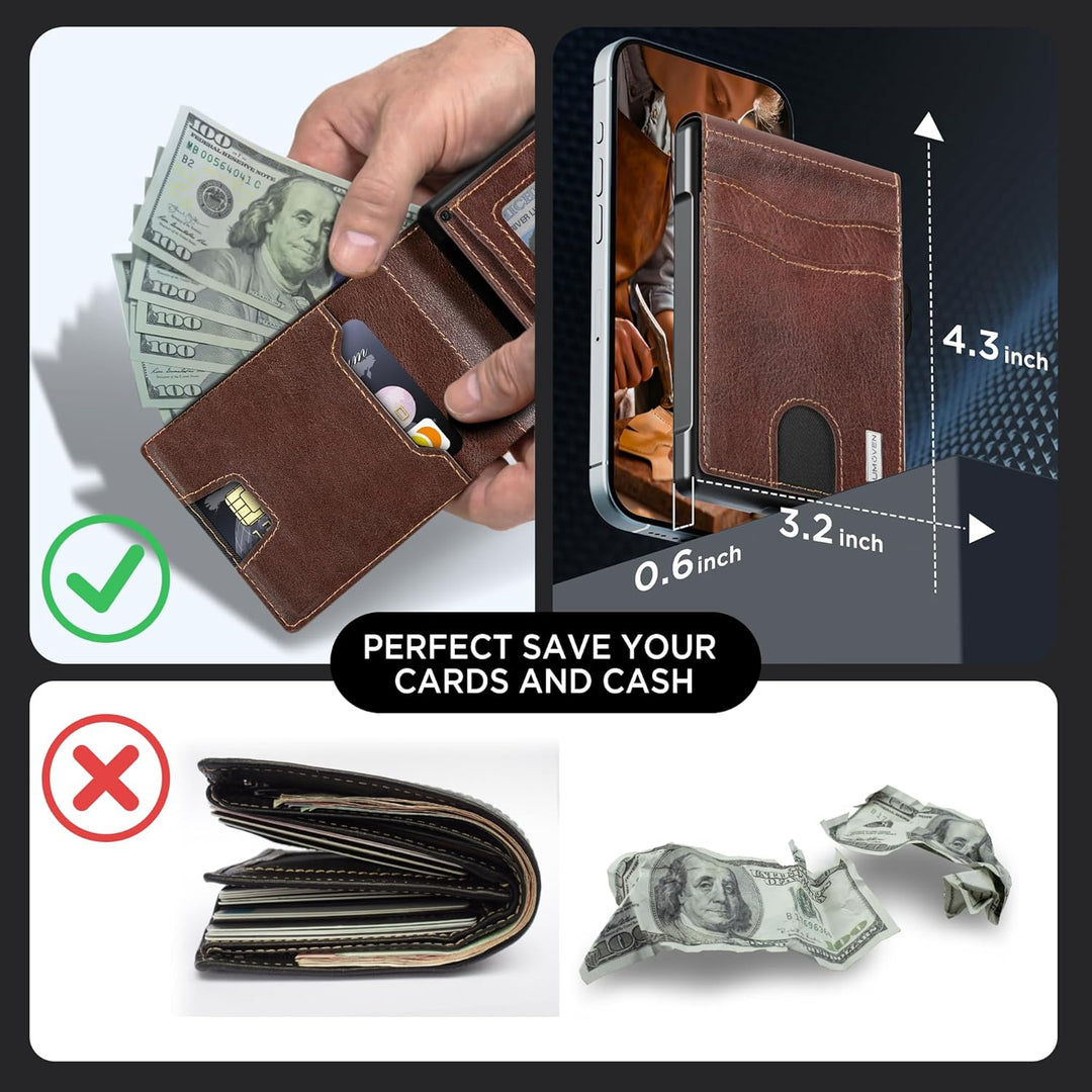 Cartera para hombres - Estuche emergente, ranura para efectivo y ra...