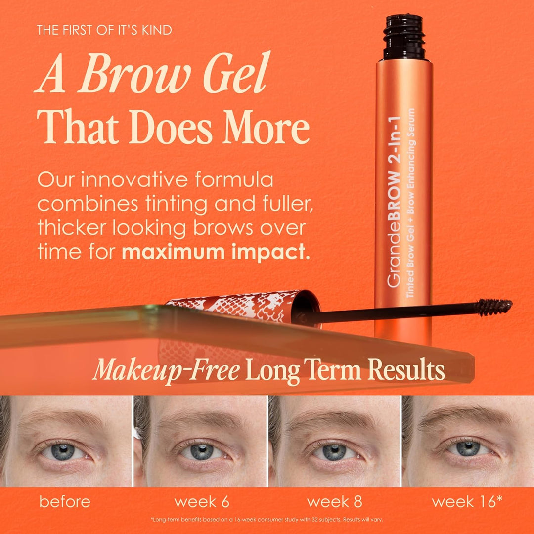 Grande Cosmetics GrandeBROW - Gel tintado para cejas 2 en 1 + suero...