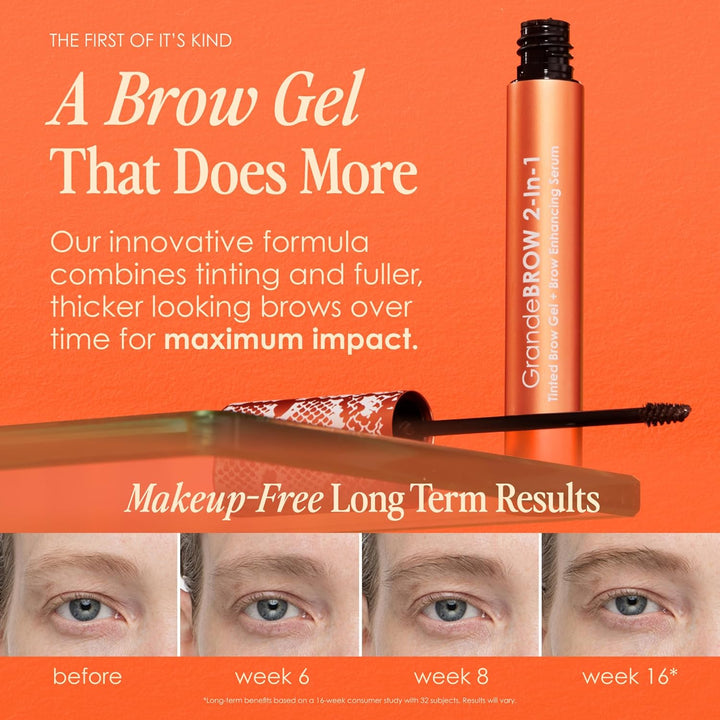 Grande Cosmetics GrandeBROW - Gel tintado para cejas 2 en 1 + suero...
