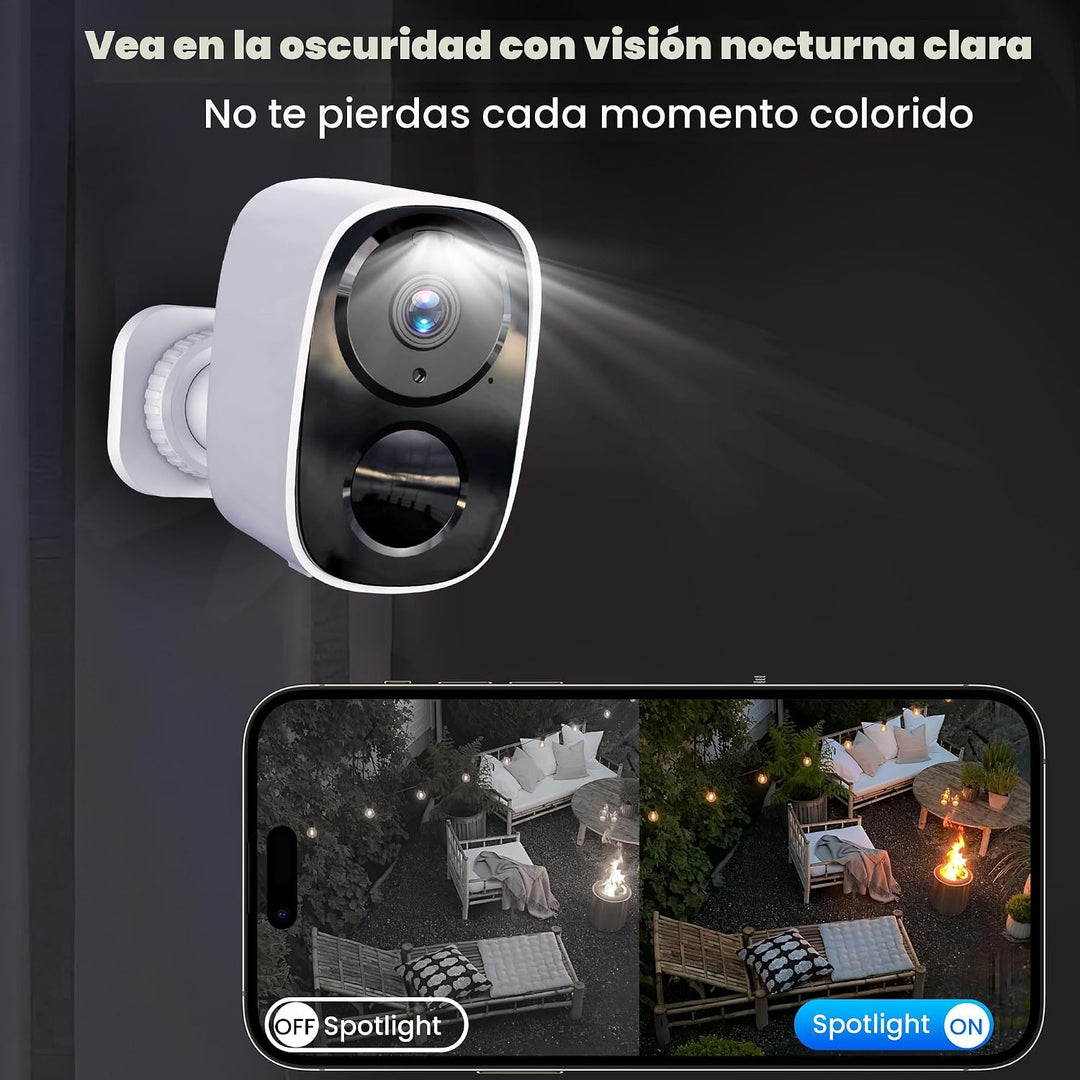 Cámara de seguridad inalámbrica 2K mejorada 2025 con tarjeta SD de...