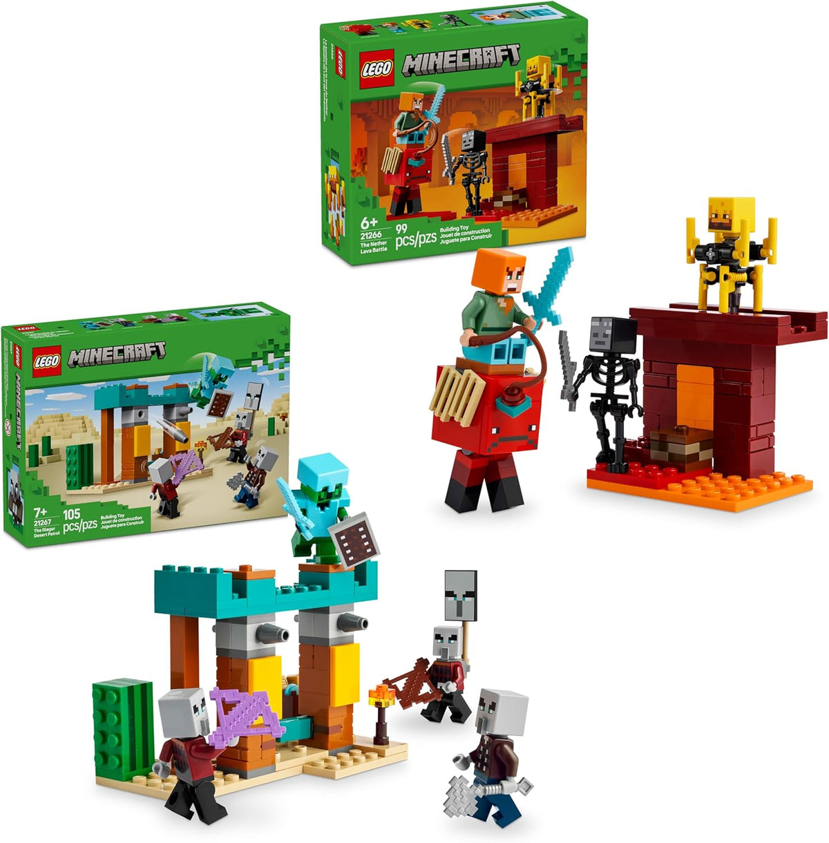 Paquete de LEGO Minecraft La Patrulla del Desierto Illager + La Bat...