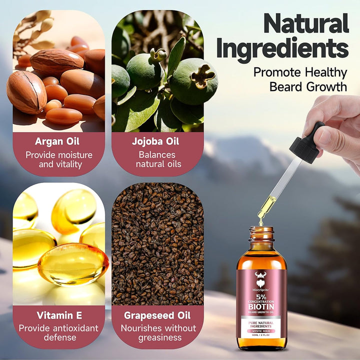 MistySprite Aceite de Biotina para barba para hombres \u2013 Concen...